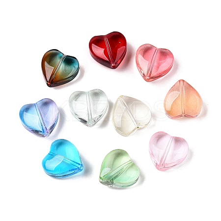Gradient Color Baking Paint Transparent Glass Beads X-DGLA-N005-08-1