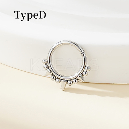 316 Surgical Stainless Steel Spike Hoop Nose Rings WG34C30-01-1