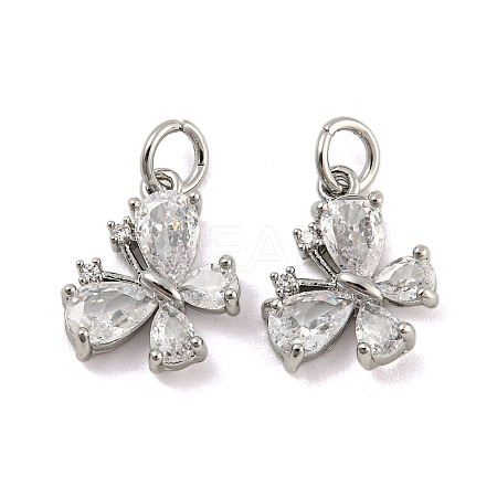 Brass Micro Pave Clear Cubic Zirconia Pendants KK-G490-25P-1