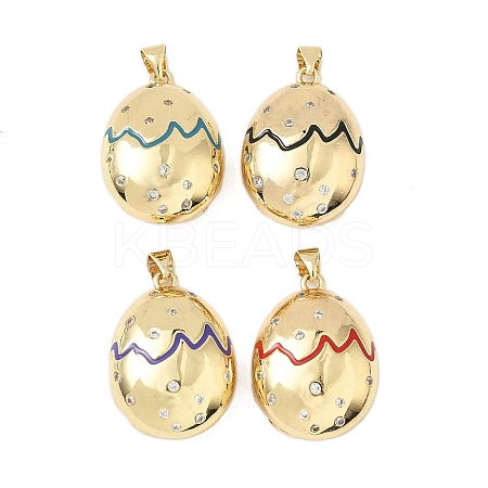 Brass Micro Pave Clear Cubic Zirconia Enamel Pendants KK-G536-24G-1