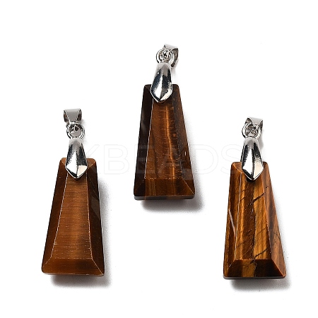 Natural Tiger Eye Faceted Pendants G-F774-02E-1