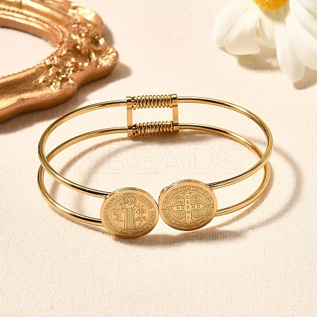 201 Stainless Steel Bangles for Women BJEW-R014-02G-1