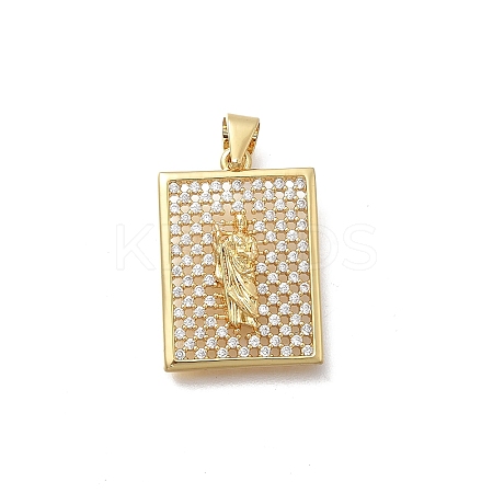 Brass Micro Pave Clear Cubic Zirconia Pendants KK-D431-085A-G-1