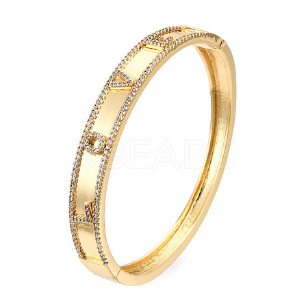 Cubic Zirconia Word Love Hinged Bangle BJEW-N014-021A-1