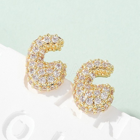 Brass Micro Pave Cubic Zirconia Stud Earrings EJEW-Z091-04G-C-1