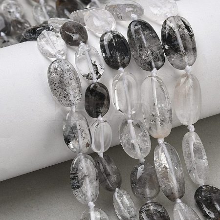 Natural Black Lodolite Quartz Beads Strands G-L650-E02-02-1