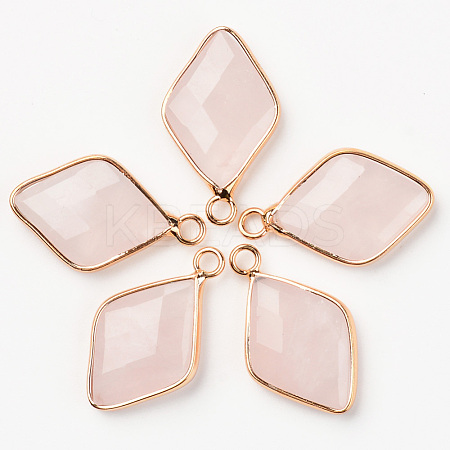 Natural Rose Quartz Pendants G-R464-005B-1