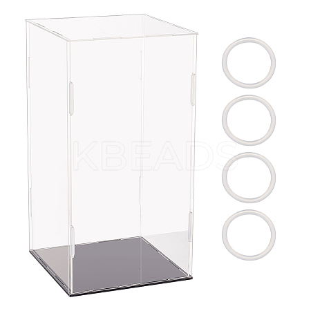 Rectangle Transparent Acrylic Minifigures Display Boxes with Black Base ODIS-WH0030-51E-1