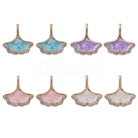 8Pcs 4 Colors Rack Plating Alloy Rhinestone Pendant ENAM-YW0003-23-1