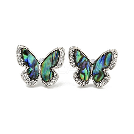 Rack Plating Butterfly Brass Stud Earrings EJEW-N055-55P-1