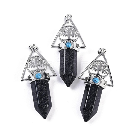 Synthetic Blue Goldstone Faceted Pointed Bullet Big Pendants G-H076-02P-04-1