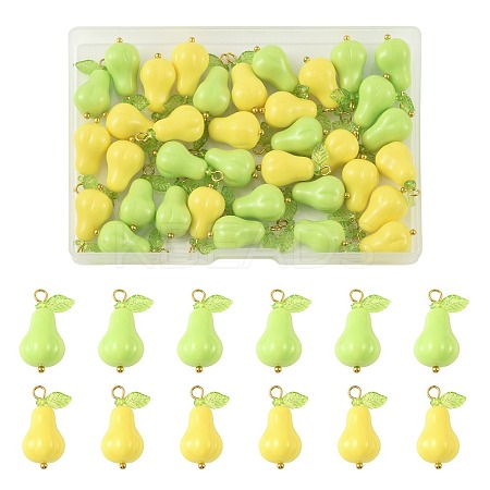 36Pcs 2 Colors Acrylic Gourd Pendants PALLOY-FS00068-1