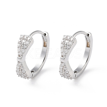Brass Micro Pave Cubic Zirconia Hoop Earrings EJEW-P259-03P-1
