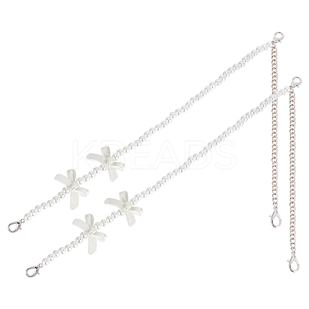 2Pcs Adjustable ABS Imitation Pearl Beaded Bag Straps DIY-AR0003-16C-1