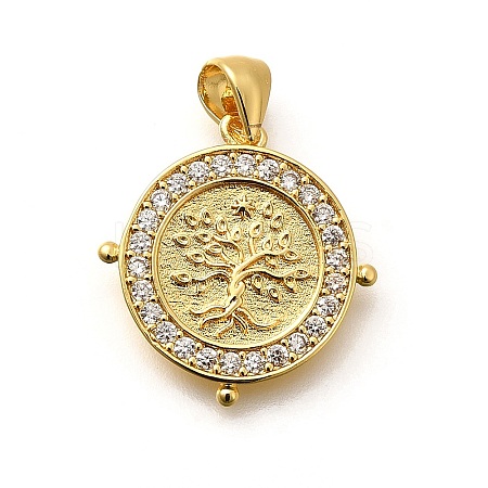 Rack Plating Brass Micro Pave Cubic Zirconia Pendants KK-L226-051G-02-1