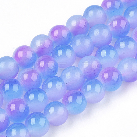 Baking Paint Imitation Jade Glass Round Bead Strands DGLA-N003-6mm-01-1