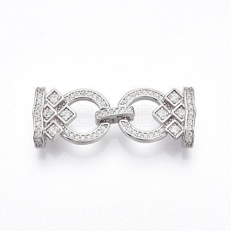 925 Sterling Silver Micro Pave Clear Cubic Zirconia Fold Over Clasps STER-T008-01P-1