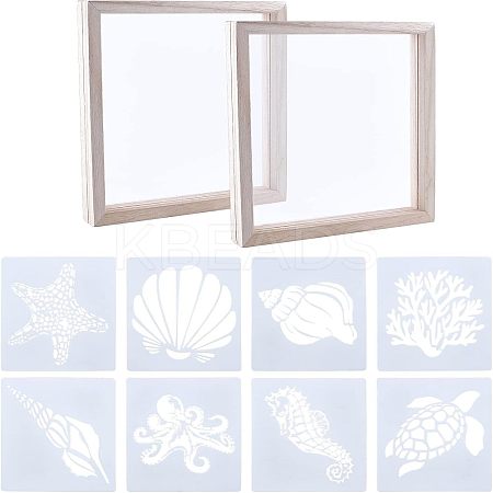 1 Set Marine Organism Theme Plastic Drawing Painting Stencils Templates DIY-FH0003-42-1