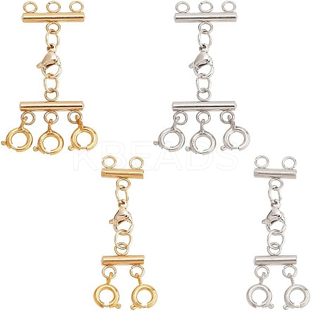 4Pcs 4 Styles Multi-Strand 304 Stainless Steel Lobster Claw Clasps FIND-AB00046-1