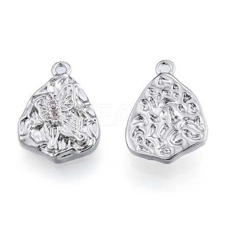 Brass Micro Pave Rosy Brown Cubic Zirconia Charms KK-N216-586P-1