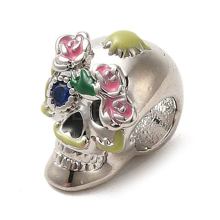 Brass Rhinestone European Beads LS-KK-A203-03P-1