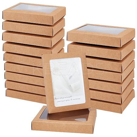 Foldable Kraft Paper Candy Boxes with Visible Window LS-CON-WH0123-22-1