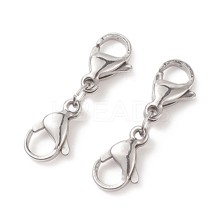 304 Stainless Steel Double Lobster Claw Clasps STAS-E163-57P-E-1