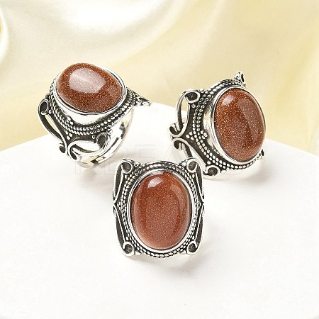 Synthetic Goldstone Adjustable Rings RJEW-I108-02AS-01-1