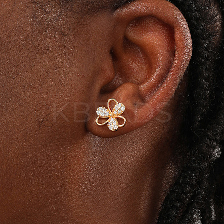 Elegant Clover Brass Stud Earrings ZM7919-1