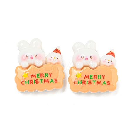 Christmas Rabbit Theme Opaque Resin Decoden Cabochons CRES-B022-04F-1