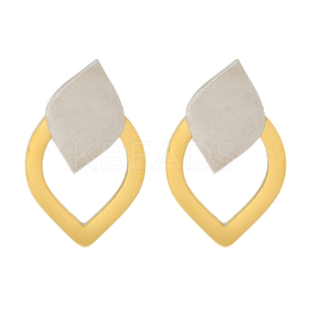 Ion Plating(IP) 304 Stainless Steel Teardrop Stud Earrings EJEW-C118-01B-1