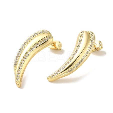 Rack Plating Brass Micro Pave Cubic Zirconia Stud Earrings for Women EJEW-P272-09G-1