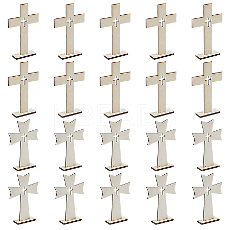 40Pcs 2 Styles Halloween Wood Sculpture Display Decorations AJEW-DC0003-29-1