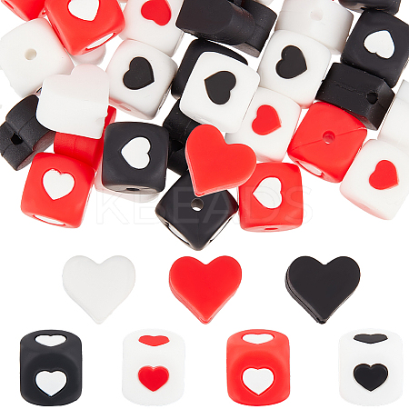 42Pcs 7 Styles Food Grade Eco-Friendly Silicone Beads SIL-SC0002-70-1