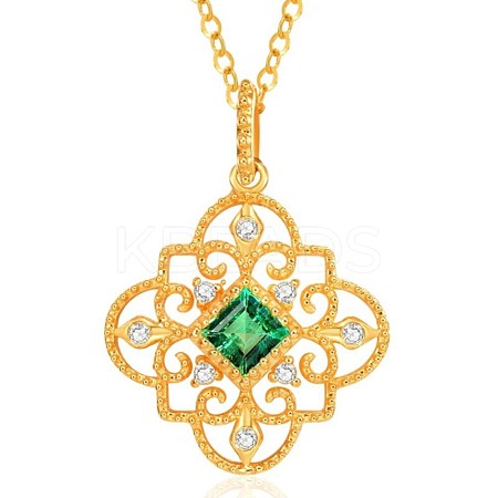 Brass Flower Pendant Necklaces for Women SJEW-BB66489-C-1