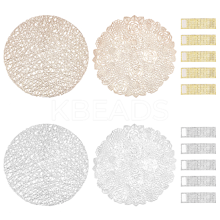 12Pcs 6 Style Flat Round PVC Washable Placemat DJEW-AR0001-02-1