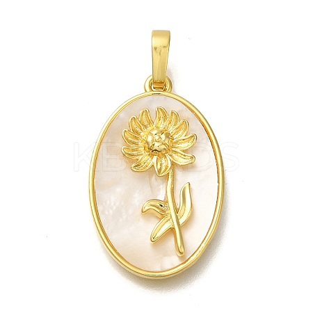 Brass Pave Shell Birth Flower Pendants FIND-I040-04K-1