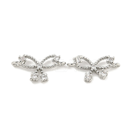Brass Pave Clear Cubic Zirconia Connector Charms KK-Q820-41P-1