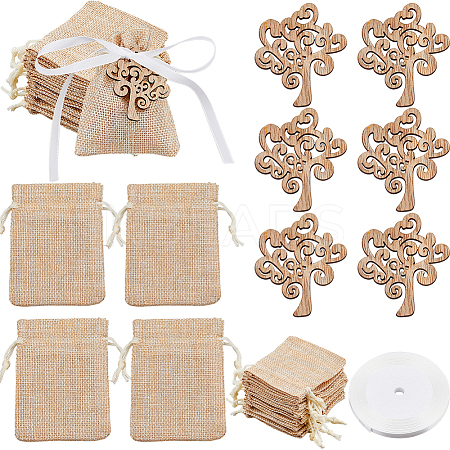 36Pcs Wooden Cabochons WOOD-FH0002-39-1