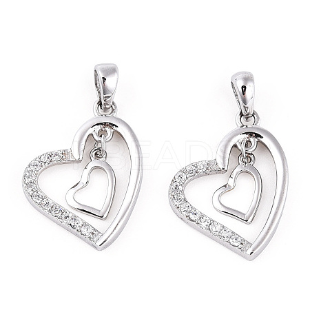 Rhodium Plated 925 Sterling Silver Micro Pave Clear Cubic Zirconia Pendants STER-T007-49P-1