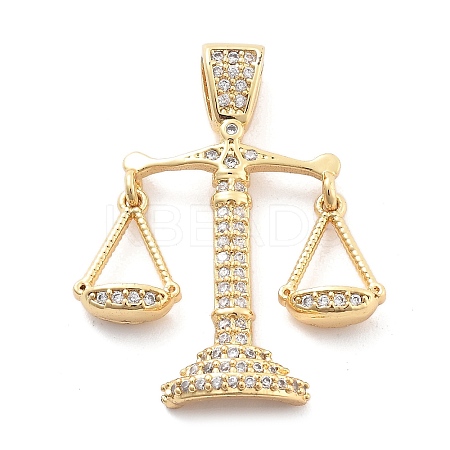 Rack Plating Brass Micro Pave Cubic Zirconia Pendants KK-H449-67G-02-RS-1