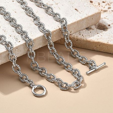 Brass Twisted Cable Chain Necklaces with OT Clasps for Men Women NJEW-G160-11P-1