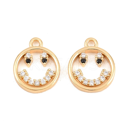 Brass Micro Pave Cubic Zirconia Charms KK-A298-09G-1