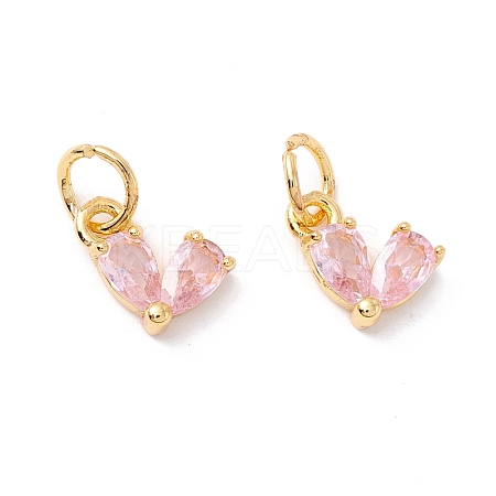 Rack Plating Brass Cubic Zirconia Charms KK-I684-04G-05-RS-1