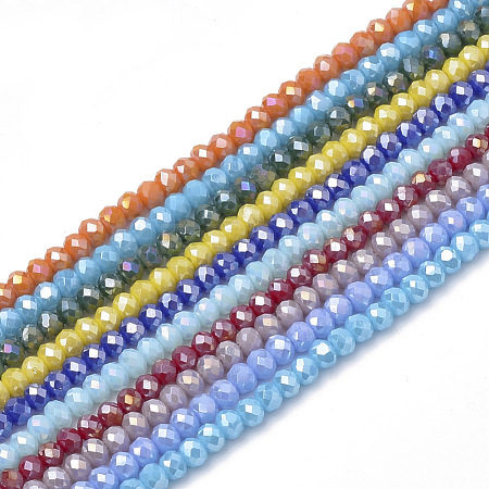 Electroplate Glass Beads Strands EGLA-Q115-6x4mm-M-1