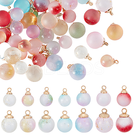 70Pcs 14 Styles Transparent Spray Painted Glass Pendants GLAA-GA0002-16-1