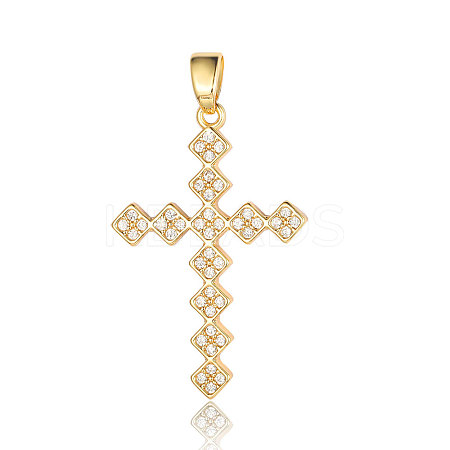Brass Micro Pave Clear Cubic Zirconia Pendants ZIRC-OY008-01G-1