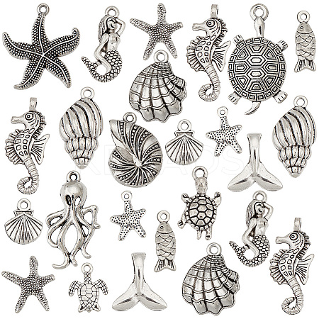 90Pcs 15 Styles Tibetan Style Alloy  Pendants TIBE-PH0002-16-1