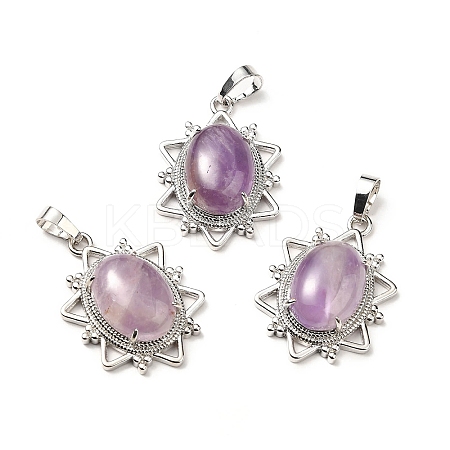 Natural Amethyst Pendants G-B033-03P-24-1