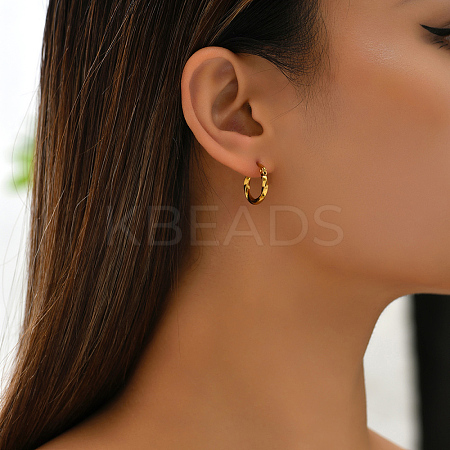 Fashionable 201 Stainless Steel Twist Hoop Earrings RQ5508-1